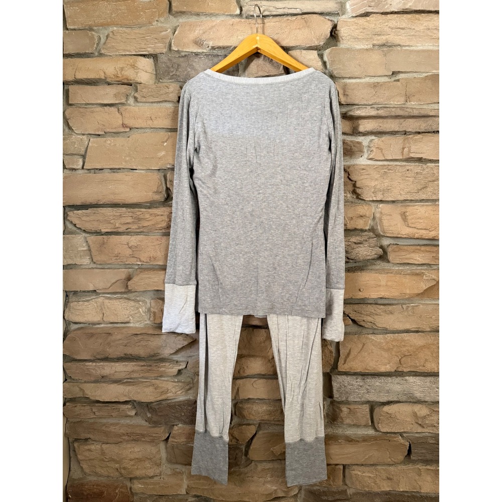 Splendid Womens Gray Ribbed Knit Pajama Set Long Sleeve Leggings Size Large - Picture 5 of 16